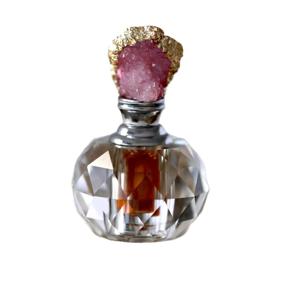 Juice Bottle Dropper - Vintage rosa Kristall ätherisches Öl Flasche